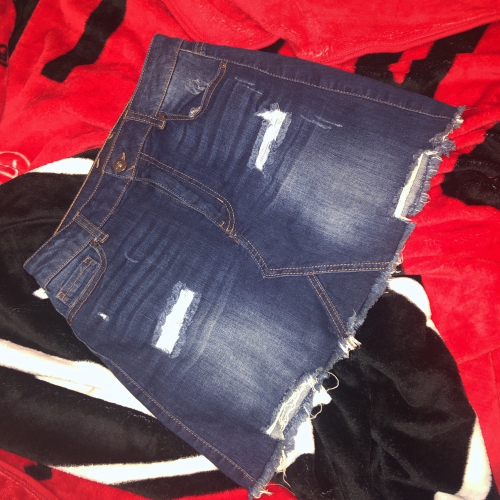 ripped jean skirt